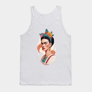 Frida's Kaleidoscopic Vision: Colorful Illustration Tank Top